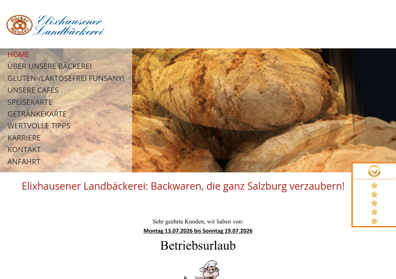 Screenshot of elixhausener-landbaeckerei.at