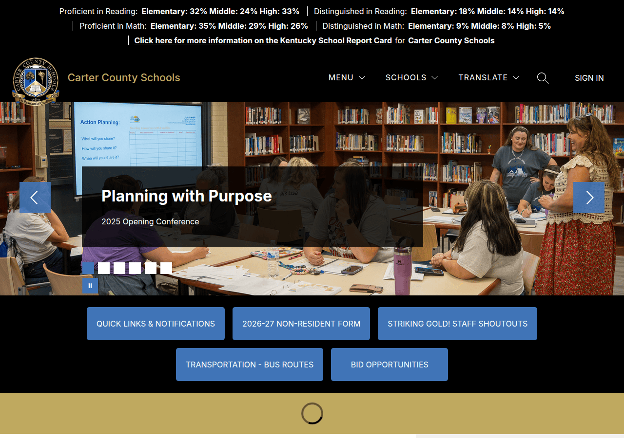 Screenshot of cartercountyschools.org