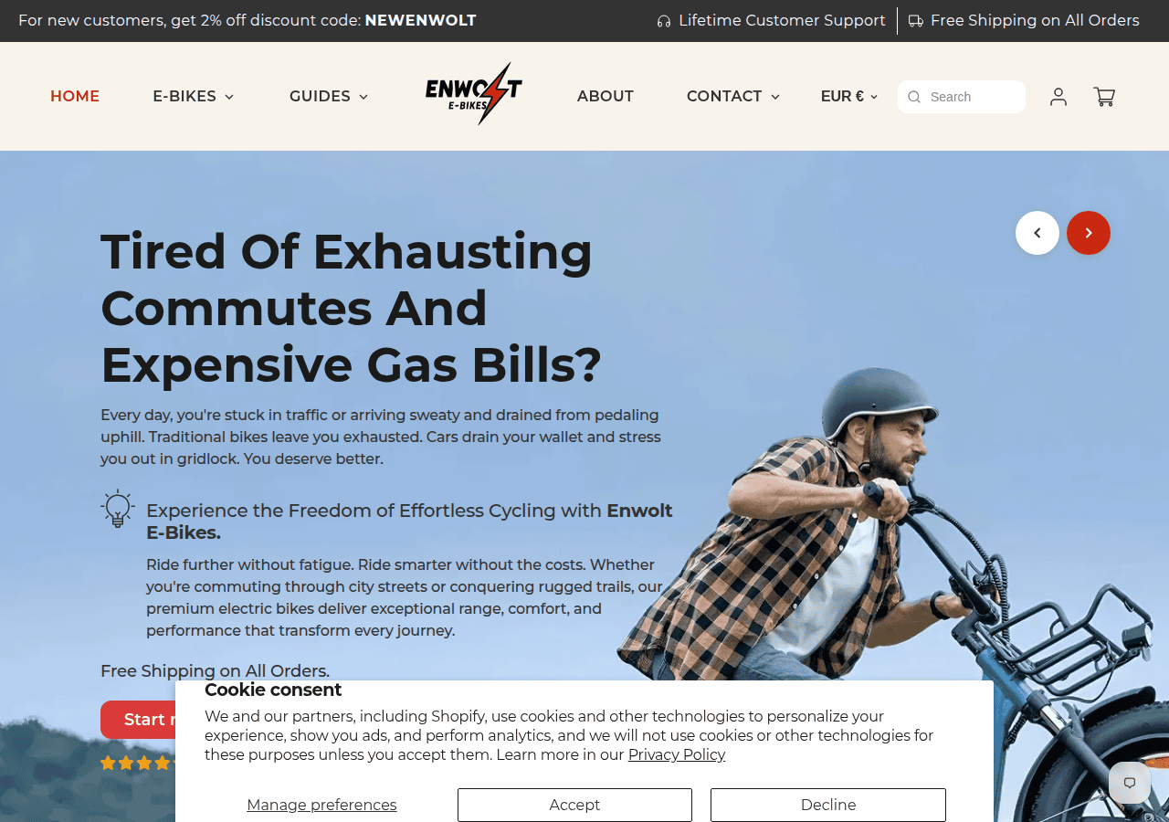 Screenshot of enwoltbikes.com