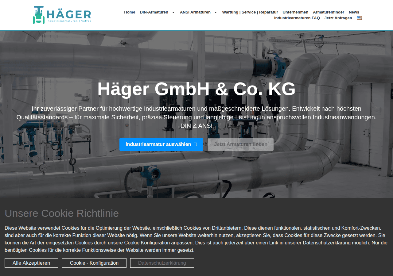 Screenshot of haeger-armaturen.de