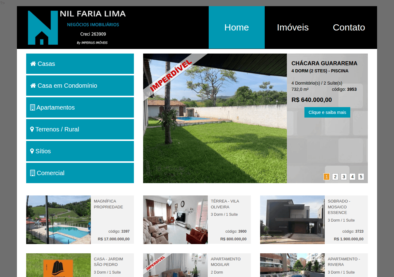 Screenshot of nilfarialimaimoveis.com.br