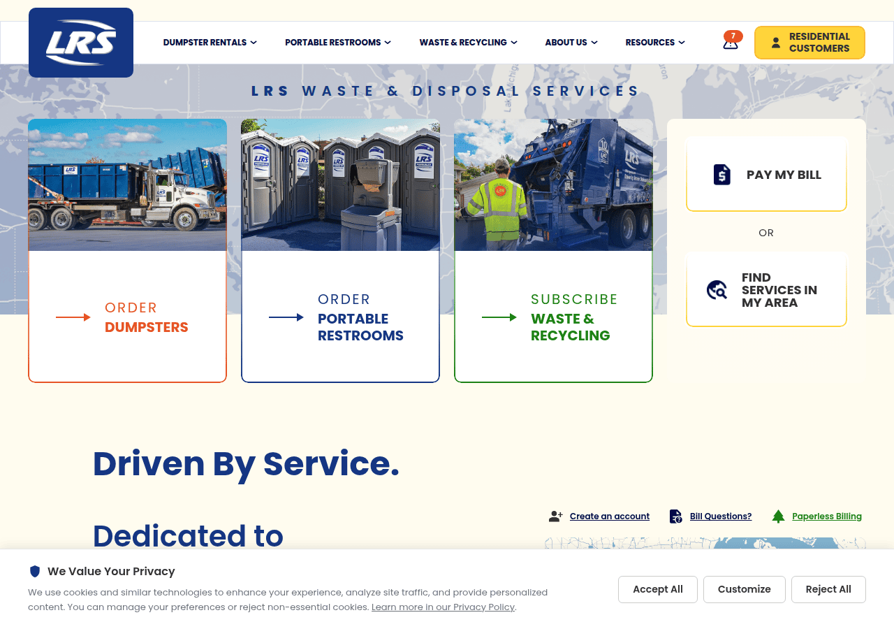 Screenshot of lrsrecycles.com