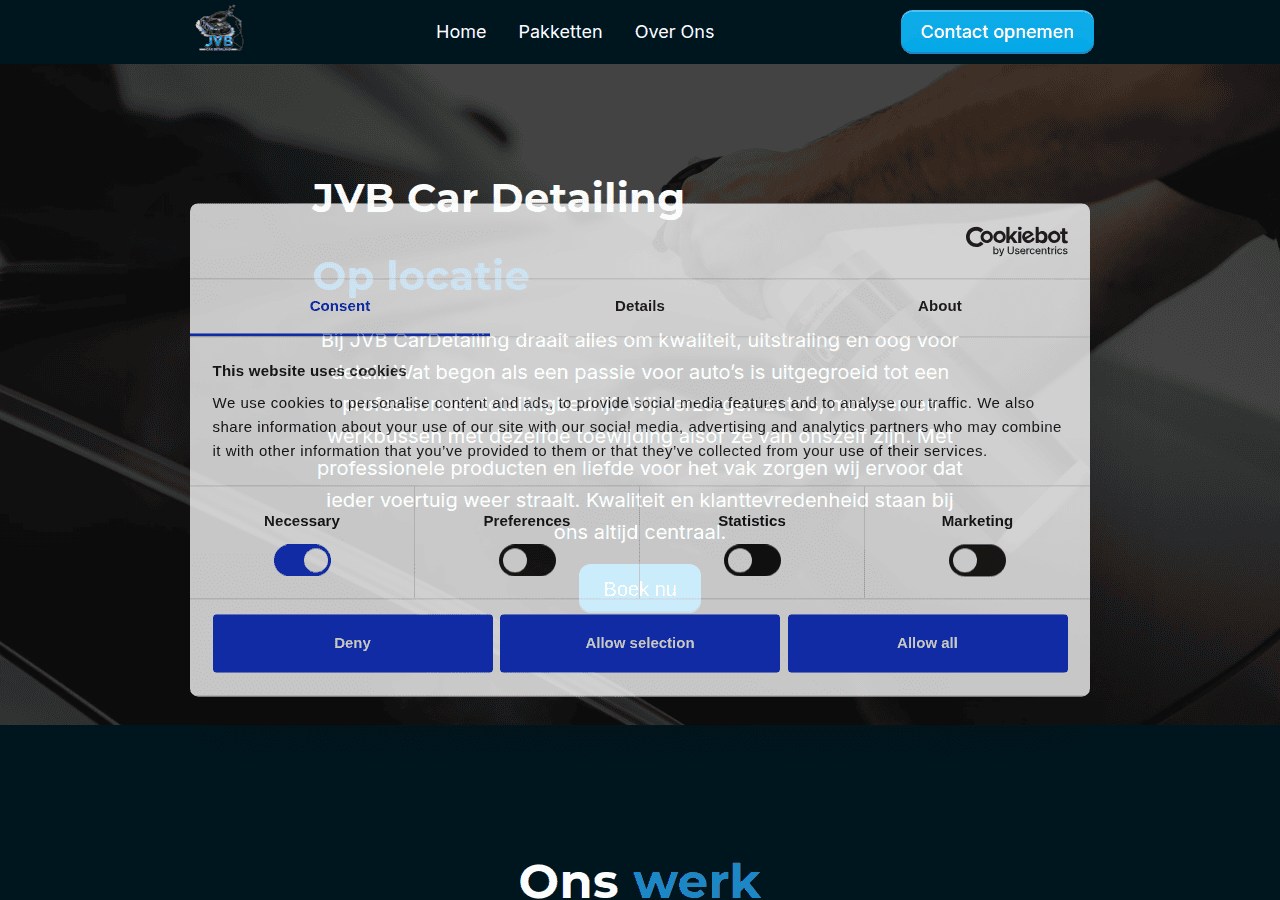 Screenshot of jvbcardetailing.com
