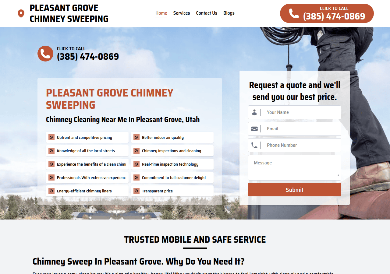 Screenshot of pleasantgrovechimneysweep.us