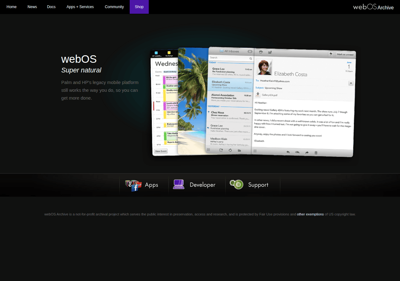 Screenshot of webosarchive.org