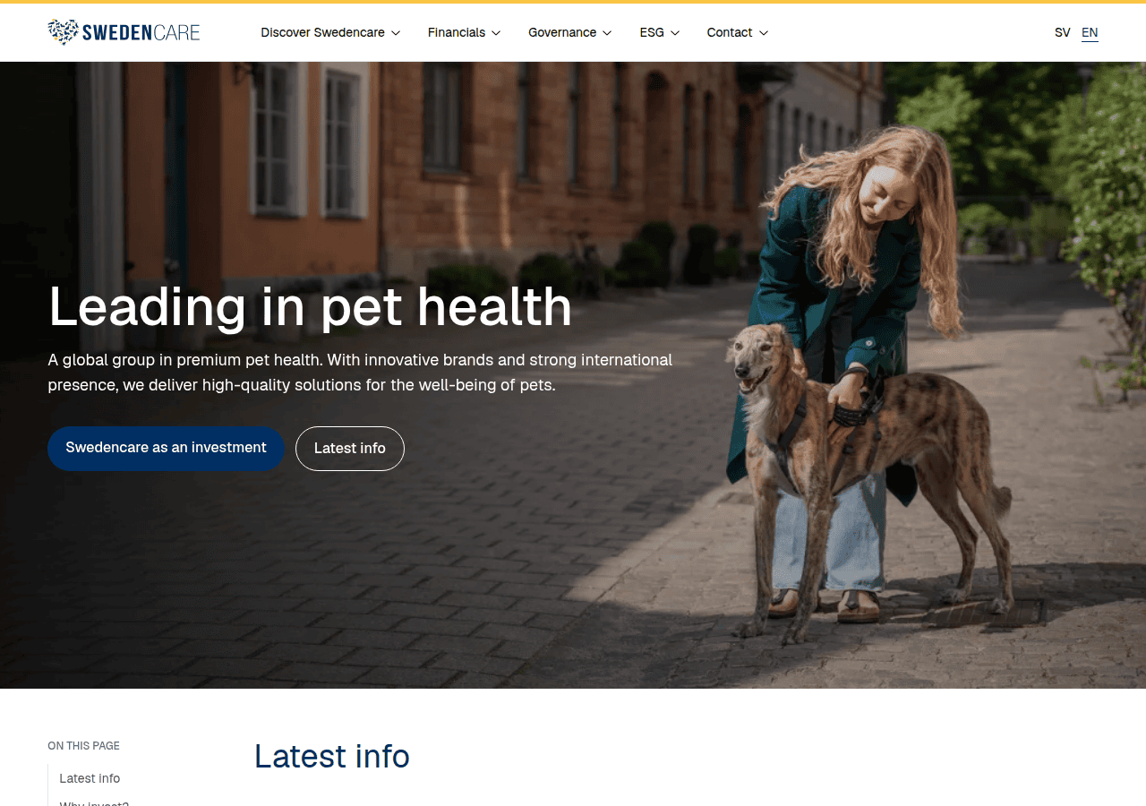Screenshot of swedencare.com