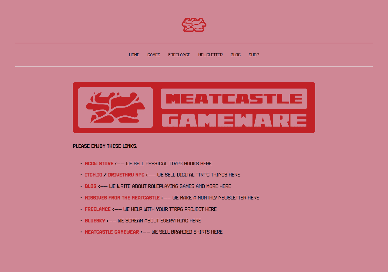 Screenshot of meatcastlegameware.com