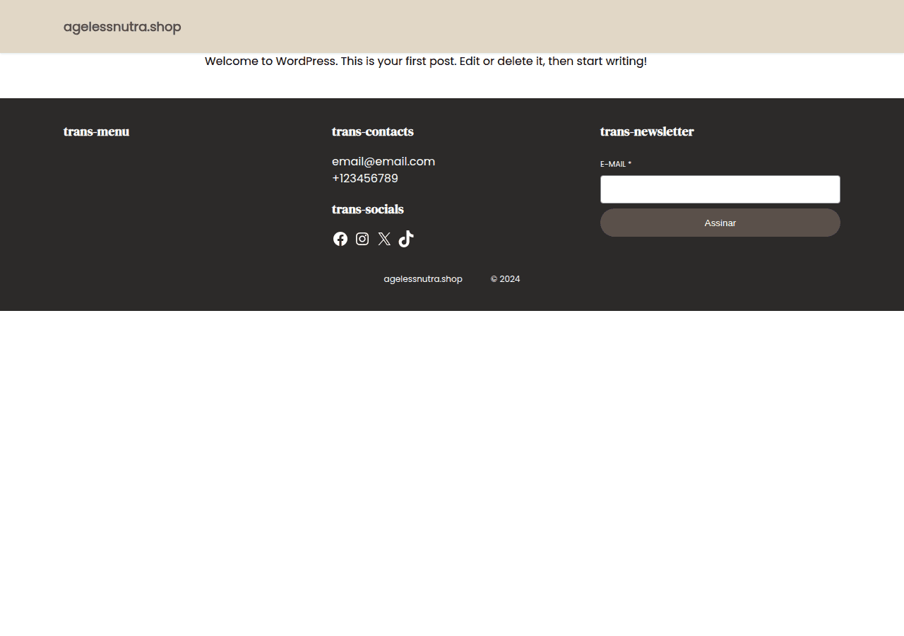 Screenshot of agelessnutra.shop