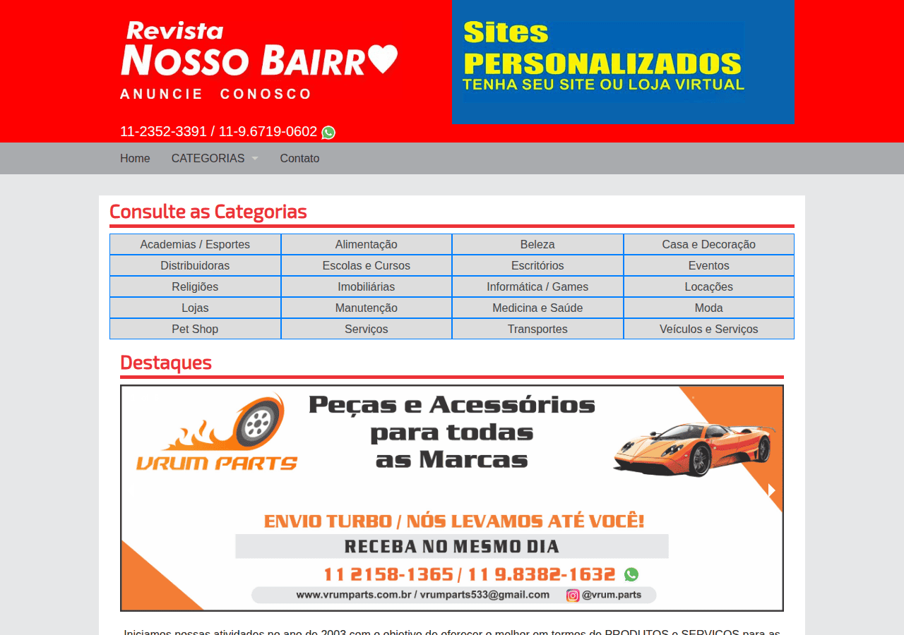Screenshot of revistanossobairro.com.br