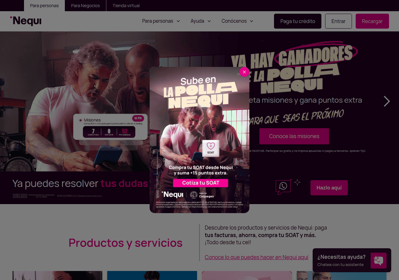 Screenshot of nequi.com.co