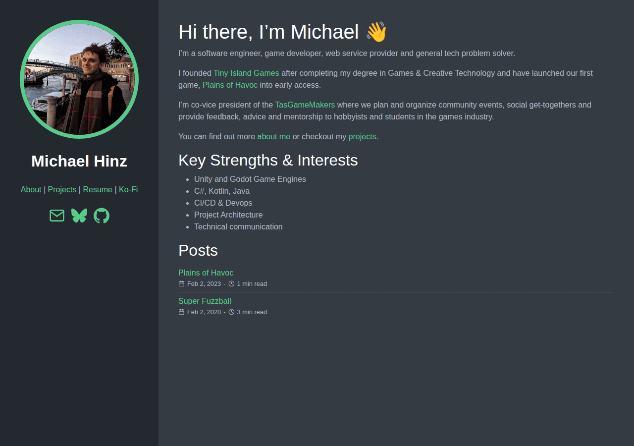 Screenshot of michaelhinz.dev