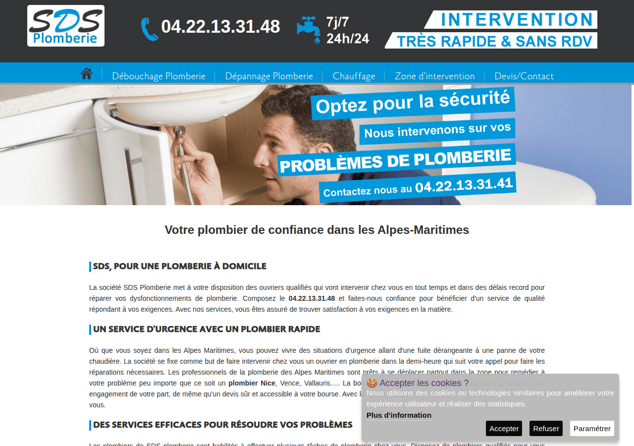 Screenshot of sds-plomberie.fr