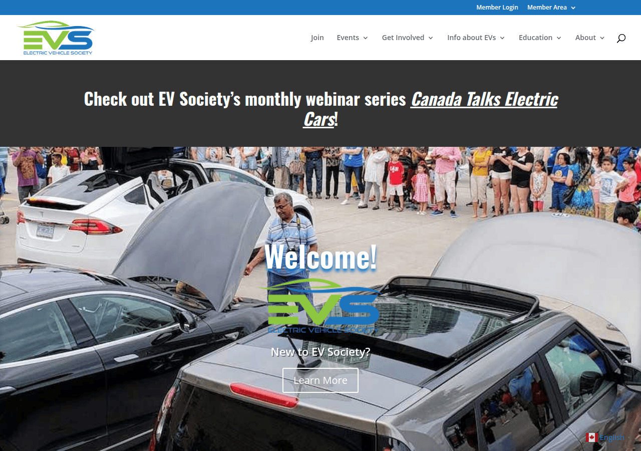 Screenshot of evsociety.ca
