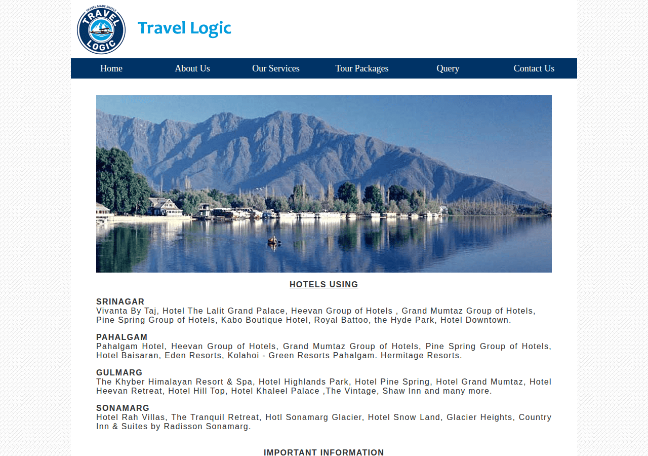 Screenshot of travellogickashmir.com