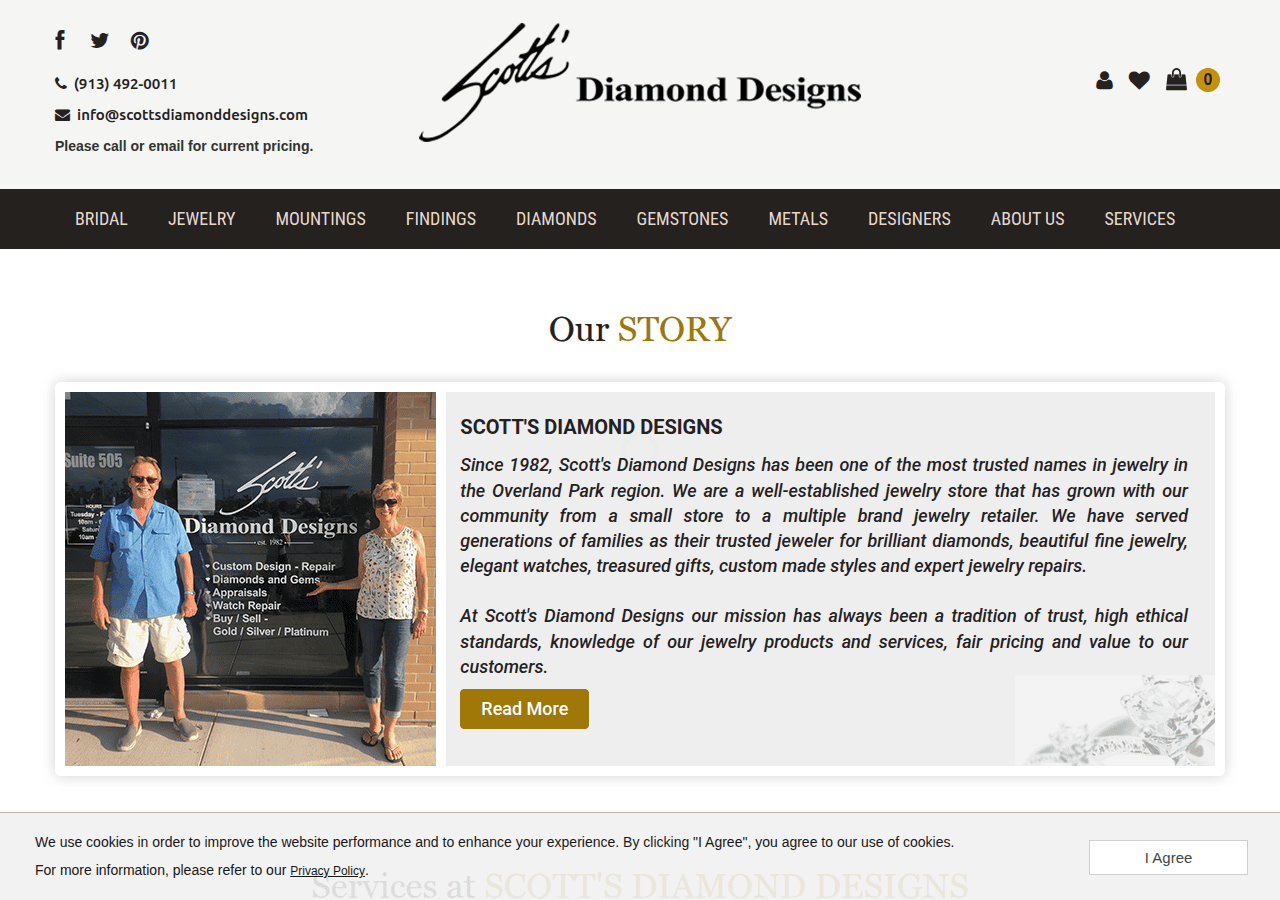 Screenshot of scottsdiamonddesigns.com