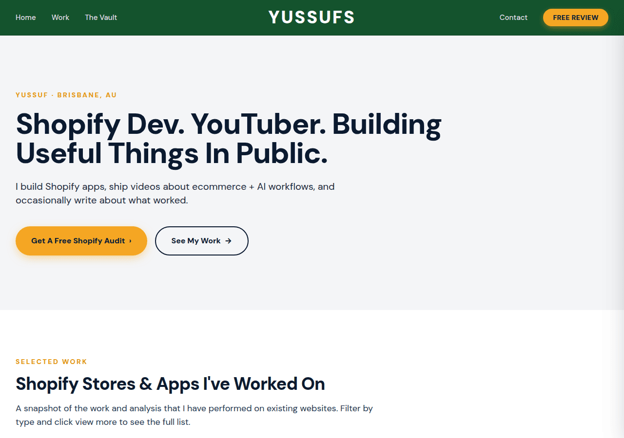 Screenshot of yussufs.com