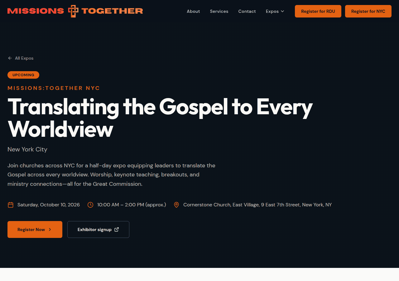 Screenshot of missionstogethernyc.com