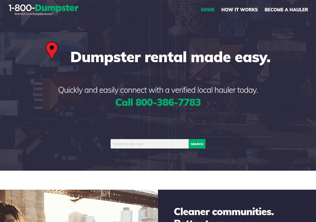 Screenshot of 1-800-dumpster.com