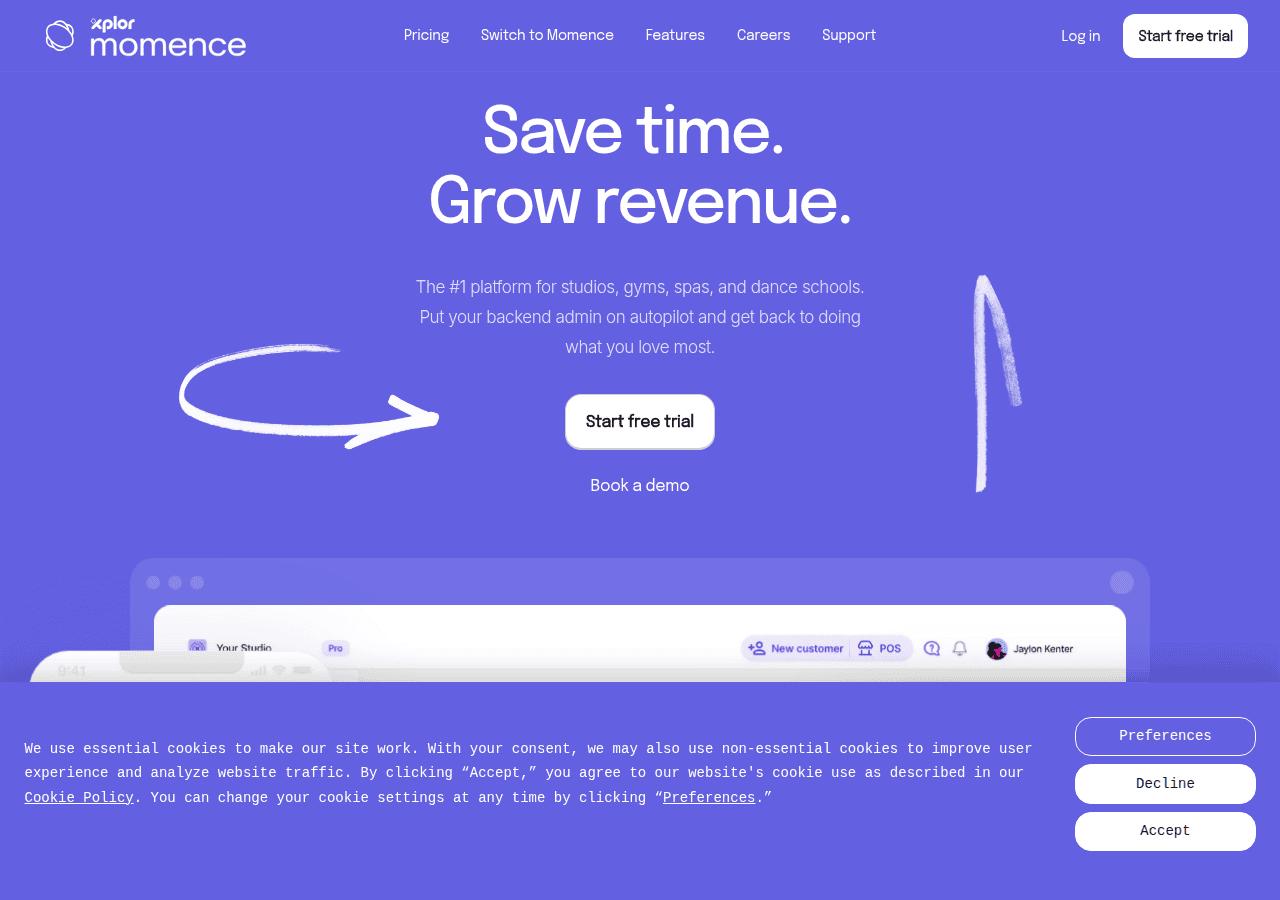 Screenshot of momence.com