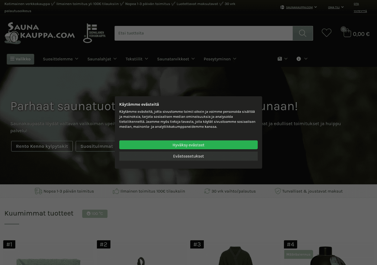 Screenshot of saunakauppa.com