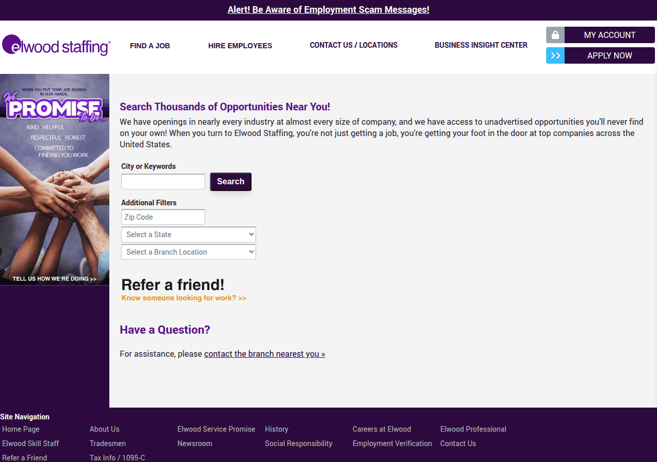 Screenshot of elwoodstaffing.com