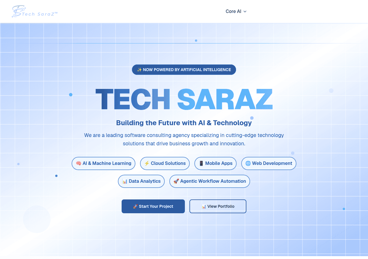 Screenshot of techsaraz.com