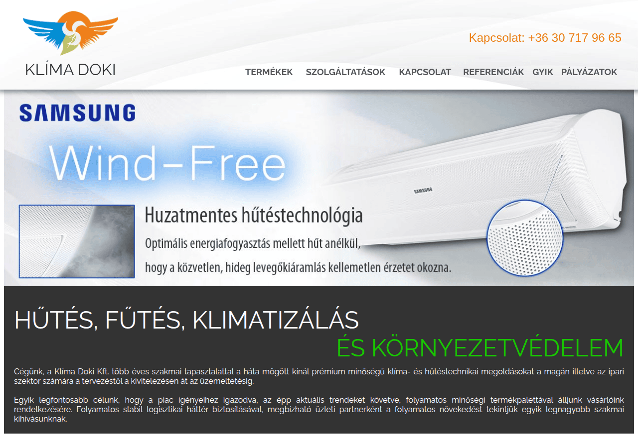 Screenshot of klimadokikft.hu