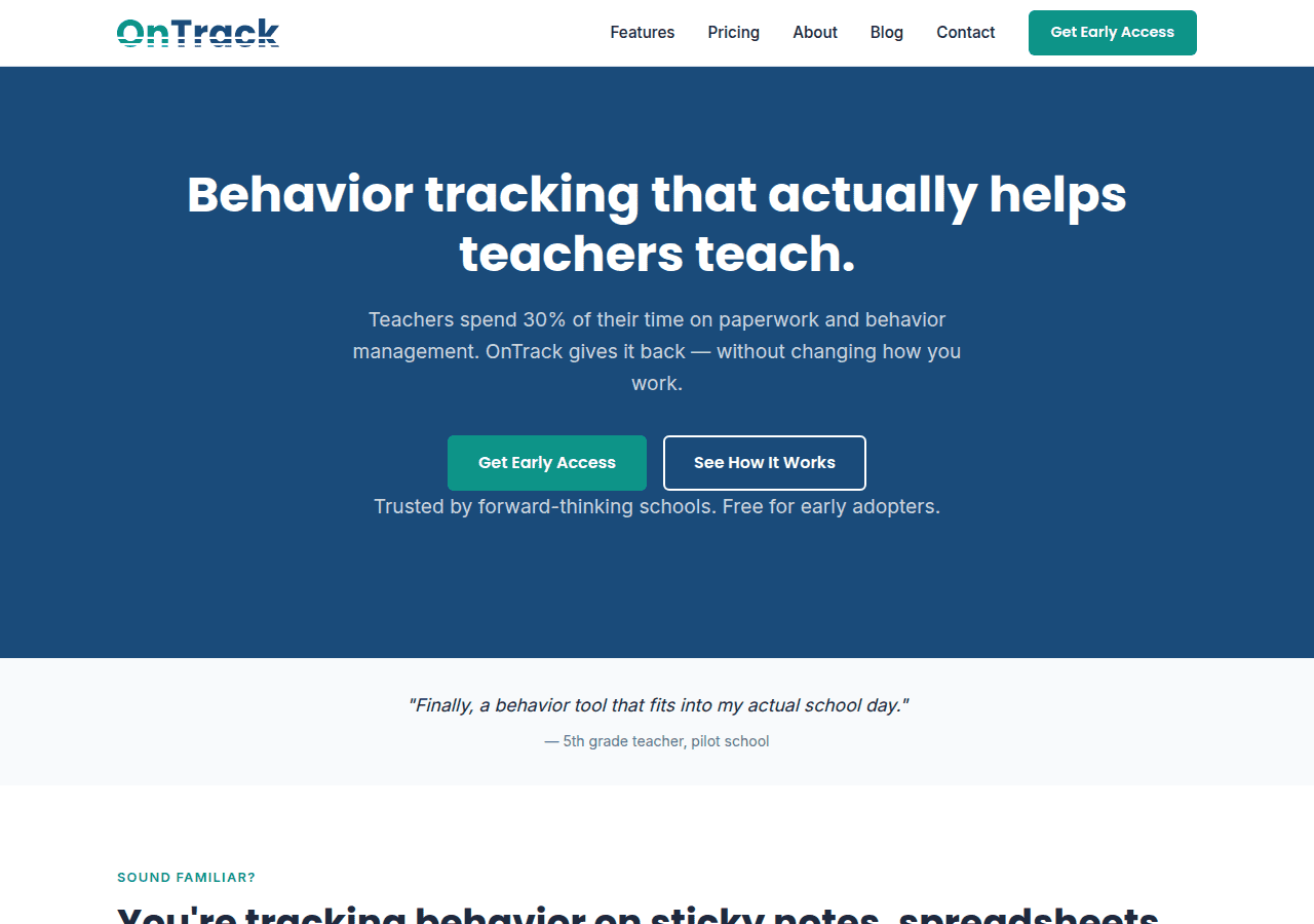 Screenshot of ontrackschools.com