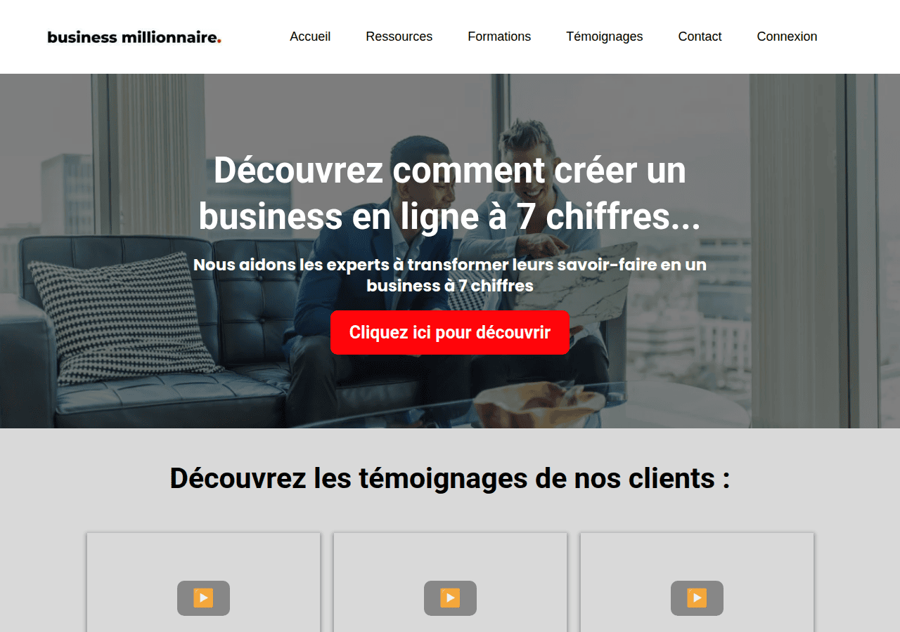 Screenshot of businessmillionnaire.com