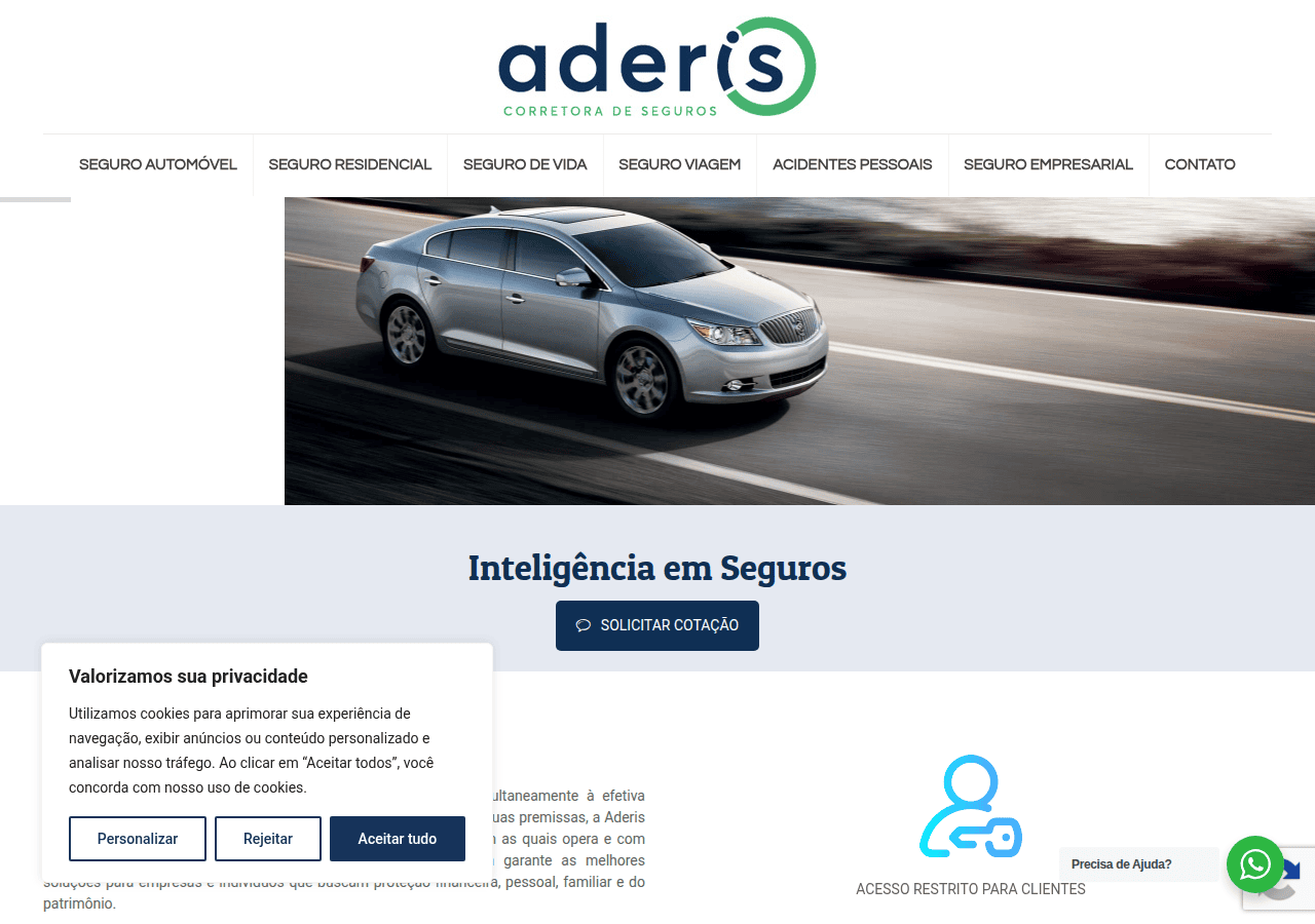 Screenshot of aderisseguros.com.br