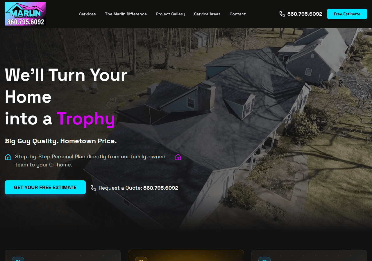 Screenshot of marlinroofingsiding.com