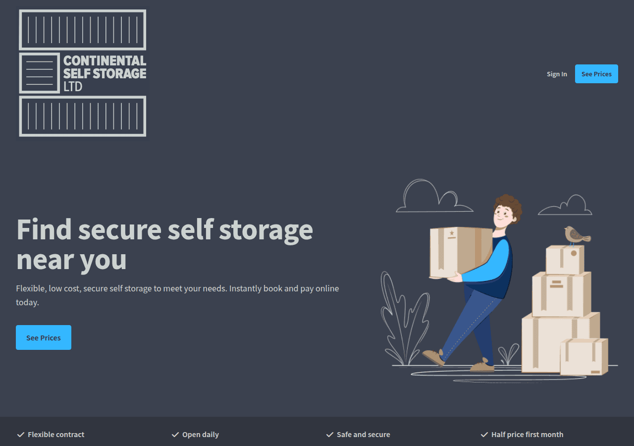 Screenshot of continentalselfstorage.co.uk