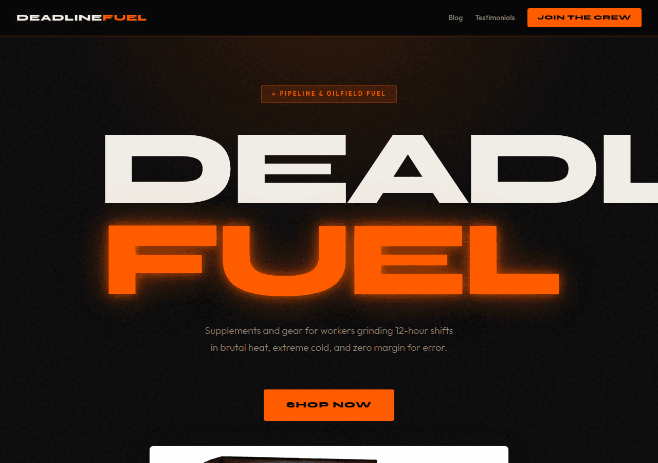 Screenshot of drinkdeadlinefuel.com