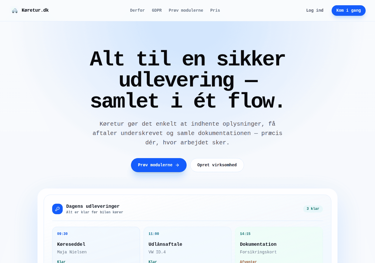 Screenshot of koretur.dk