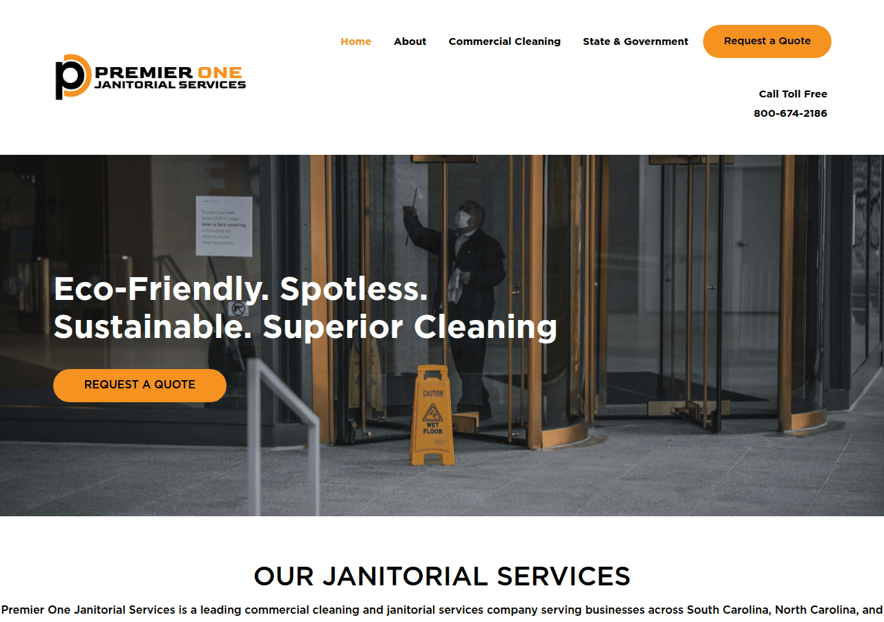 Screenshot of premieronejanitorial.com