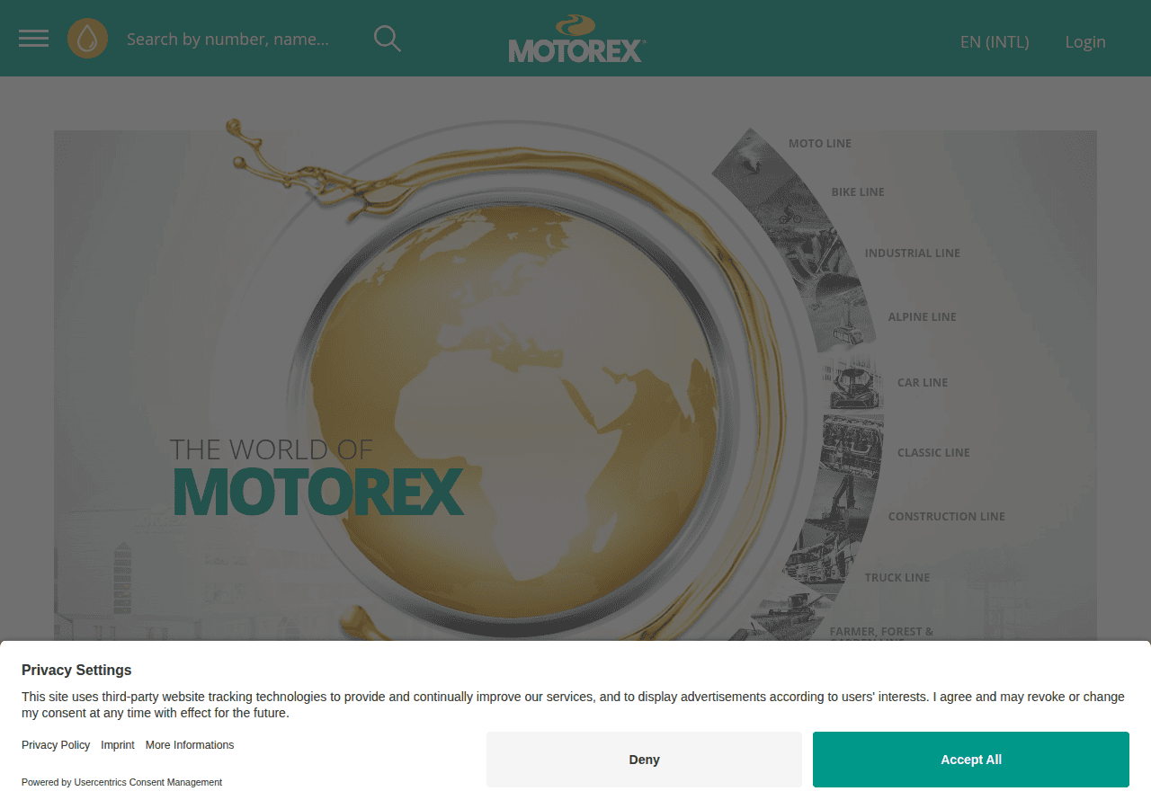 Screenshot of motorex.com