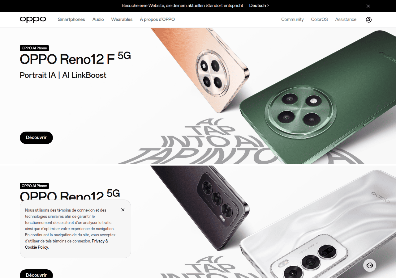 Screenshot of oppo.com