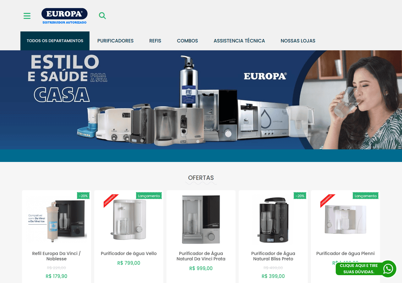 Screenshot of filtrodeaguaeuropa.com.br