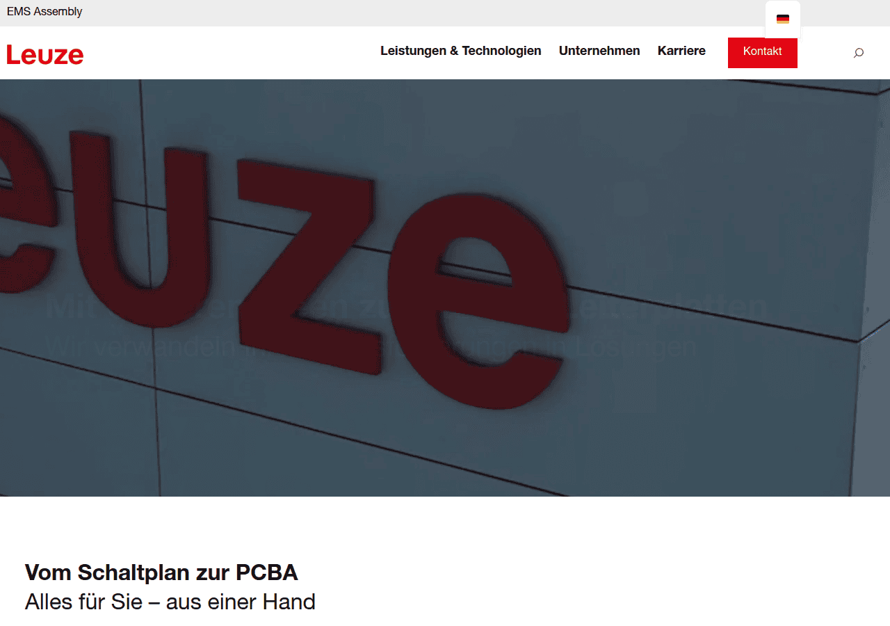 Screenshot of leuze-electronic-assembly.com