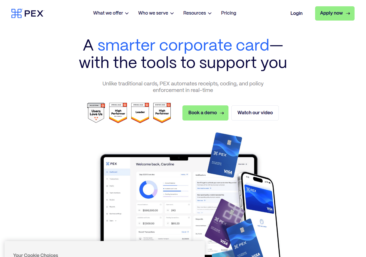 Screenshot of pexcard.com
