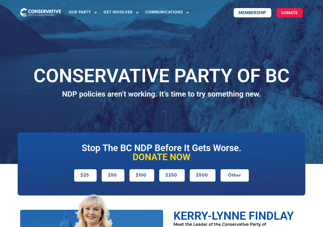 Screenshot of conservativebc.ca