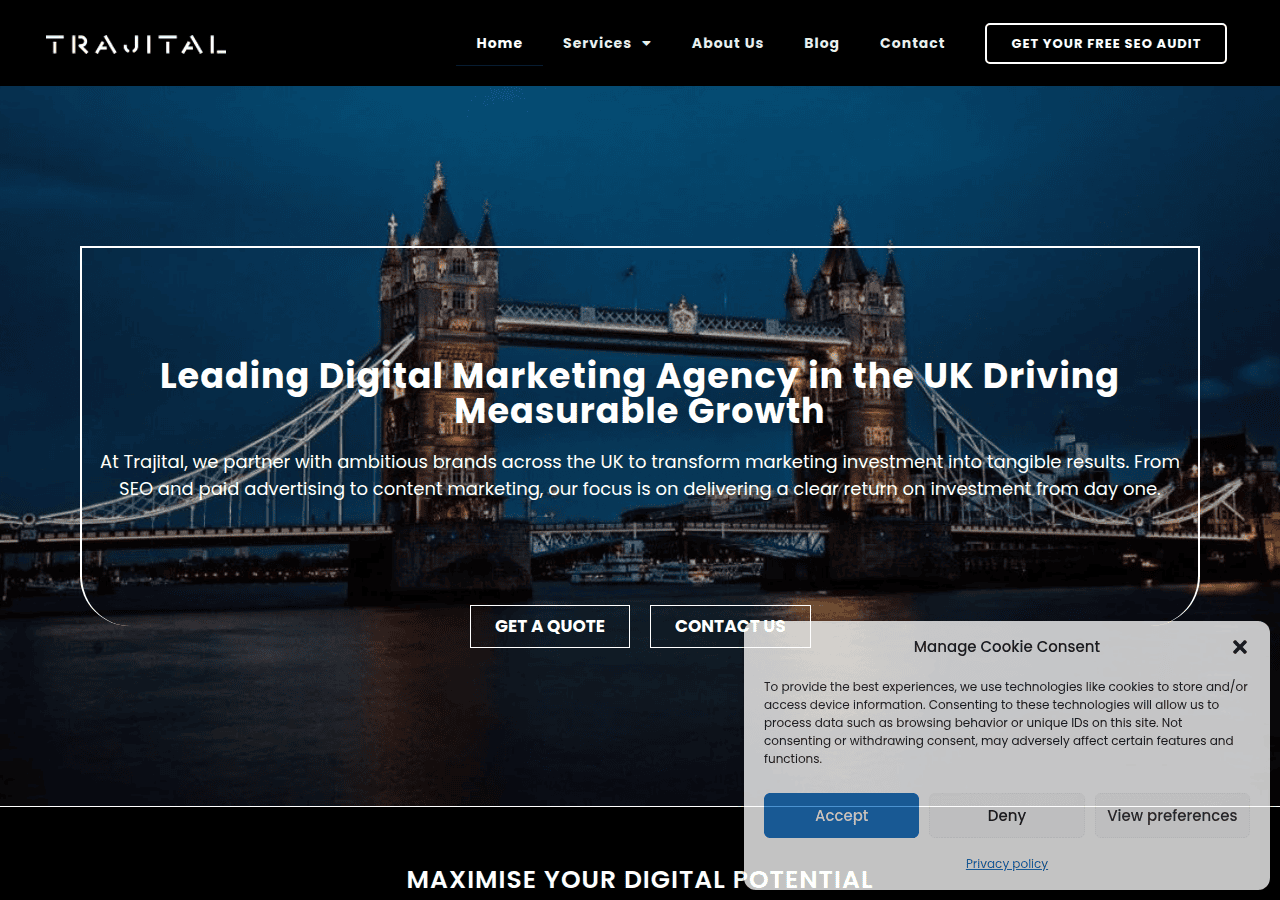 Screenshot of trajital.co.uk