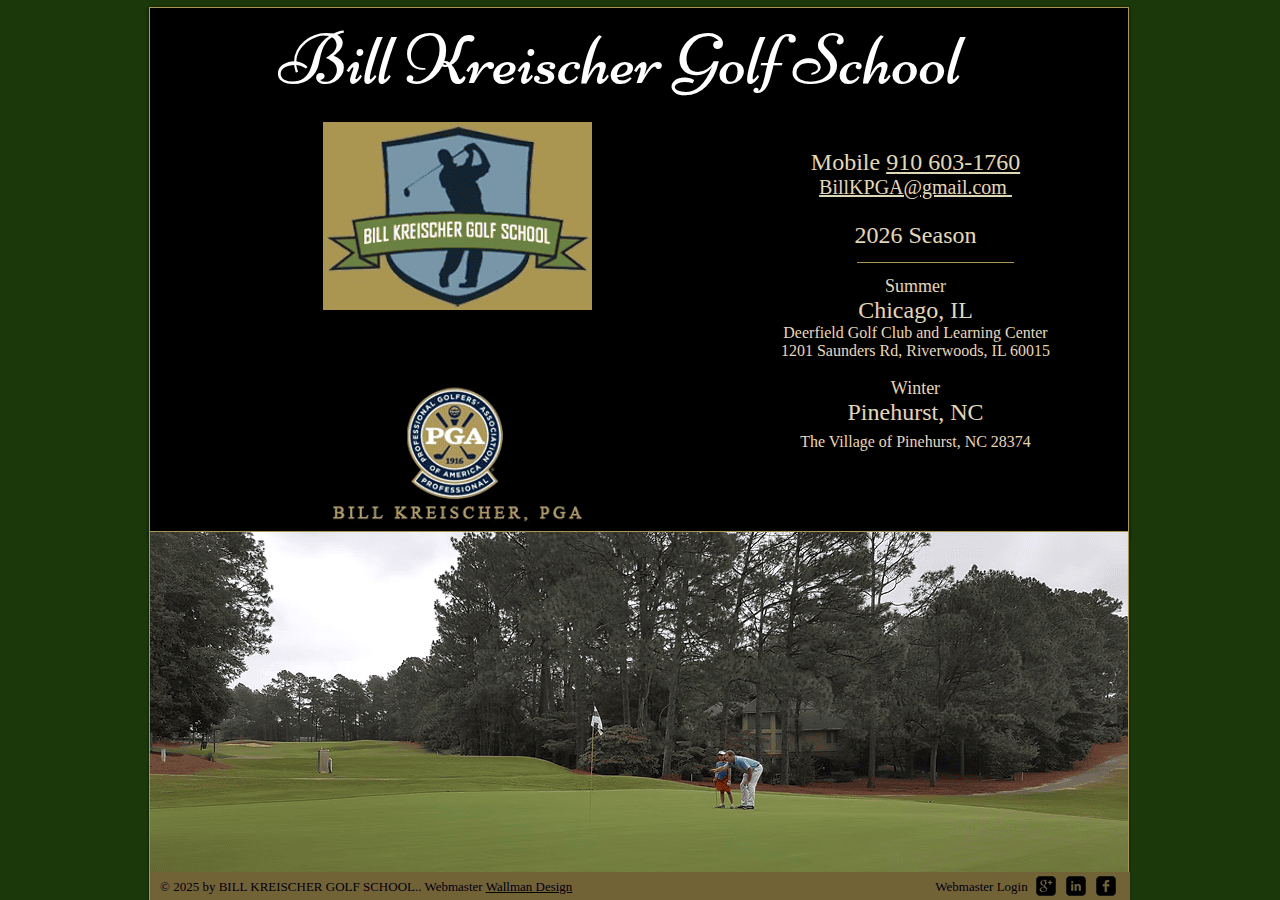 Screenshot of billkreischergolfschool.com