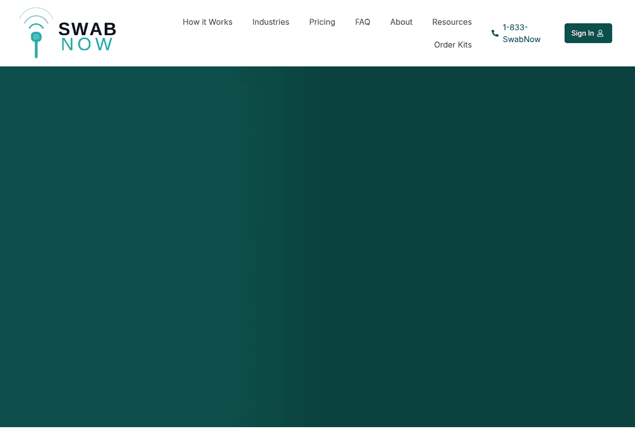 Screenshot of swabnow.com
