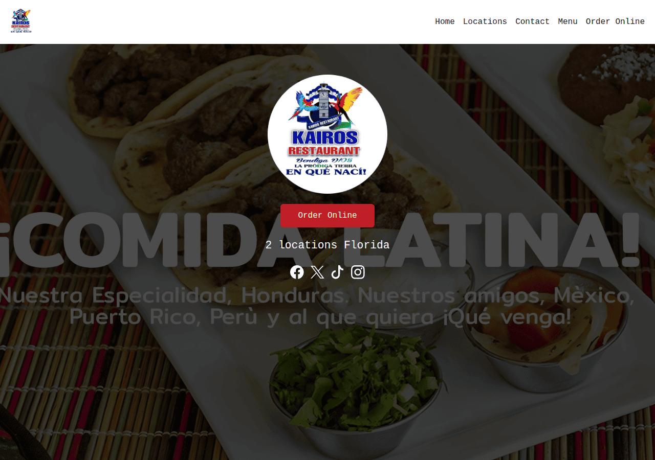Screenshot of kairoslatinrestaurant.com