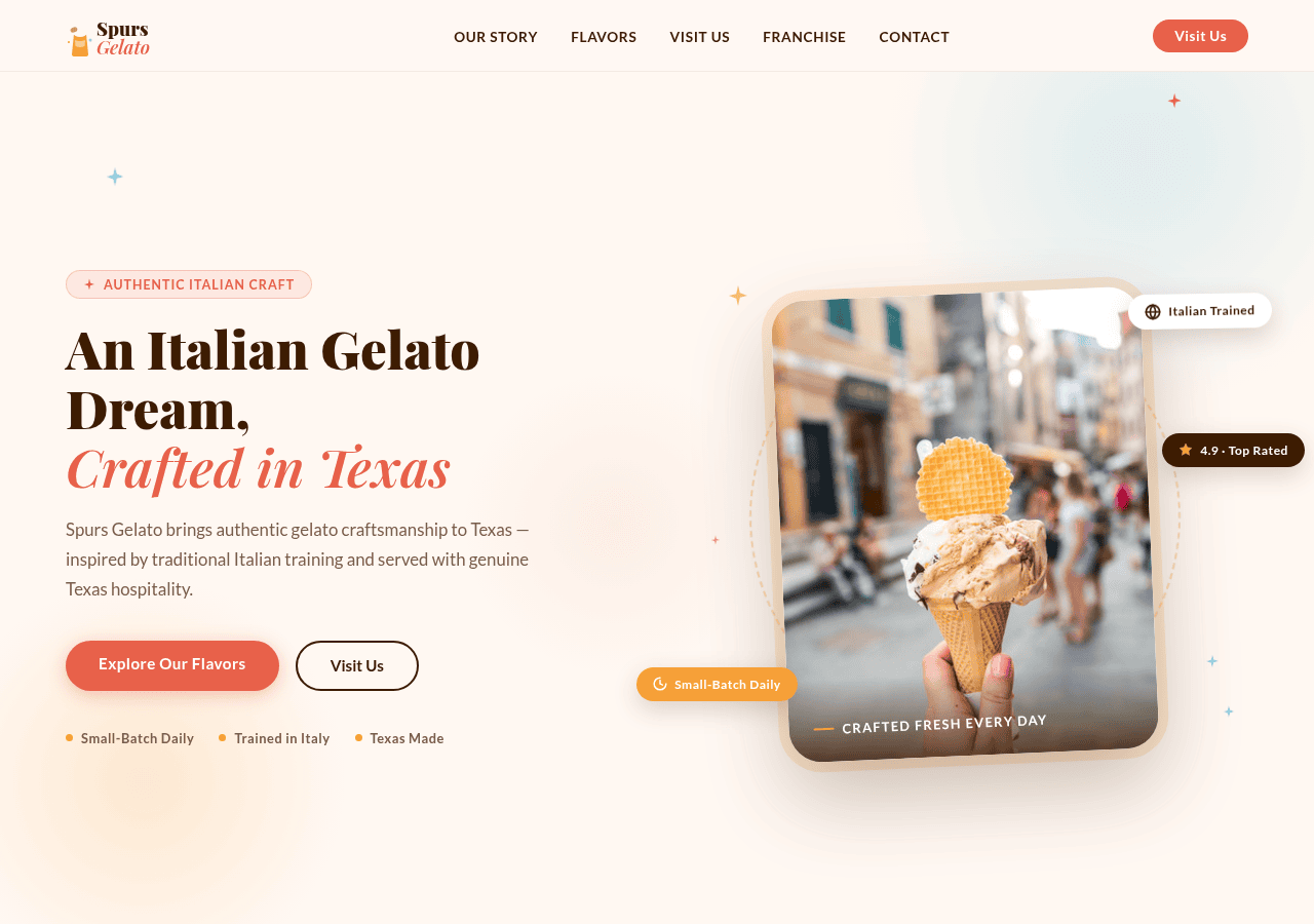 Screenshot of spurs-gelato.com