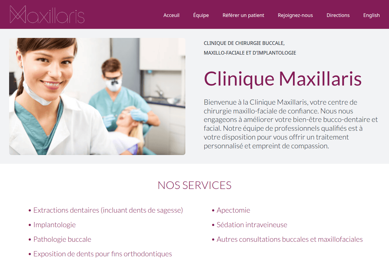 Screenshot of clinicmaxillaris.com
