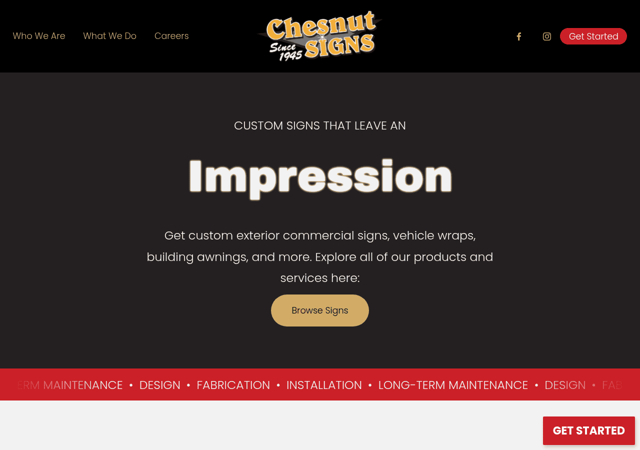 Screenshot of chesnutsigns.com