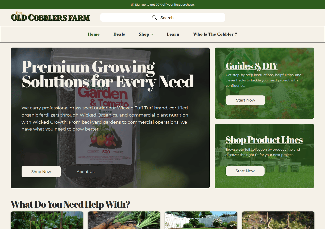 Screenshot of oldcobblersfarm.com