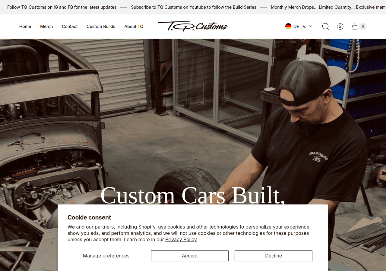 Screenshot of tqcustoms.com